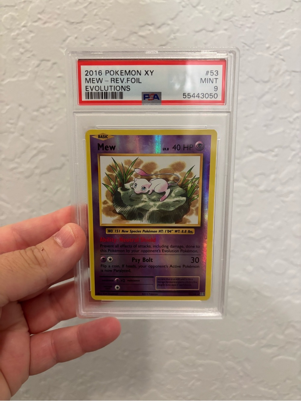 2016 POKEMON XY EVOLUTIONS #53 MEW-HOLO PSA 9 MINT